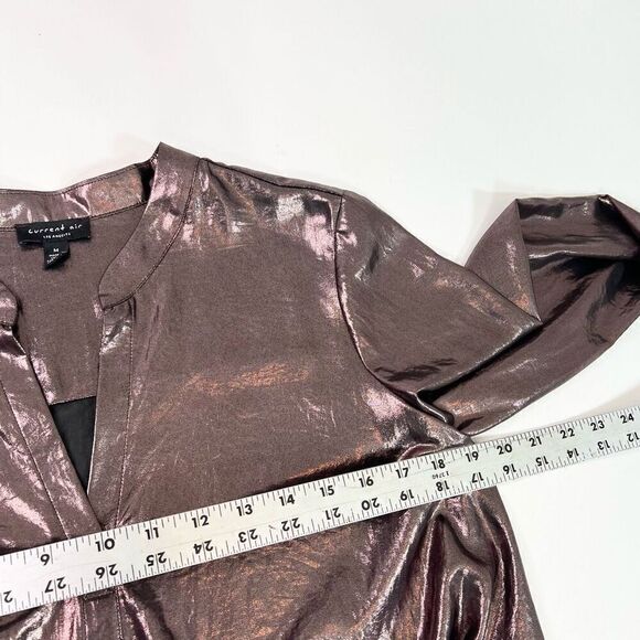 Current Air Top Womens Medium Rustcopper Metallic Twist Hem Pull On Blouse - Picture 8 of 11
